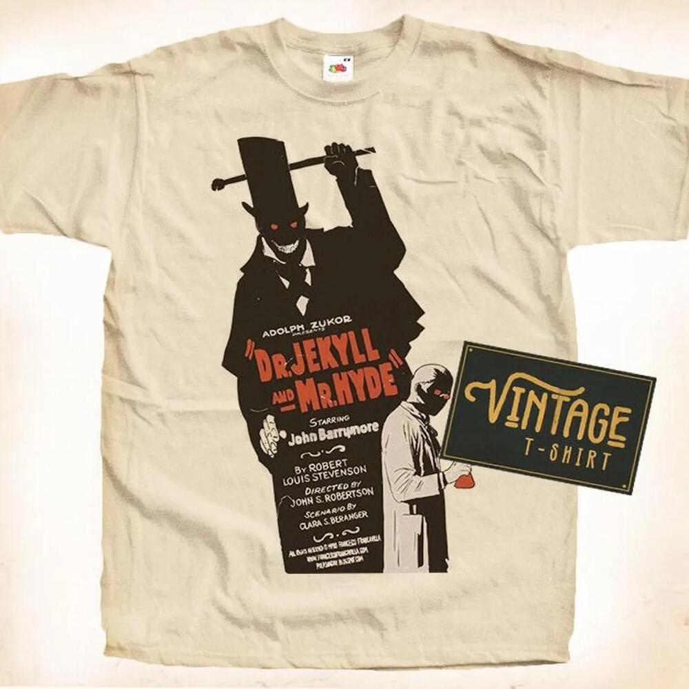 Dr Jekyll And MrHyde T Shirt Tee Natural Cotton Movie Poster